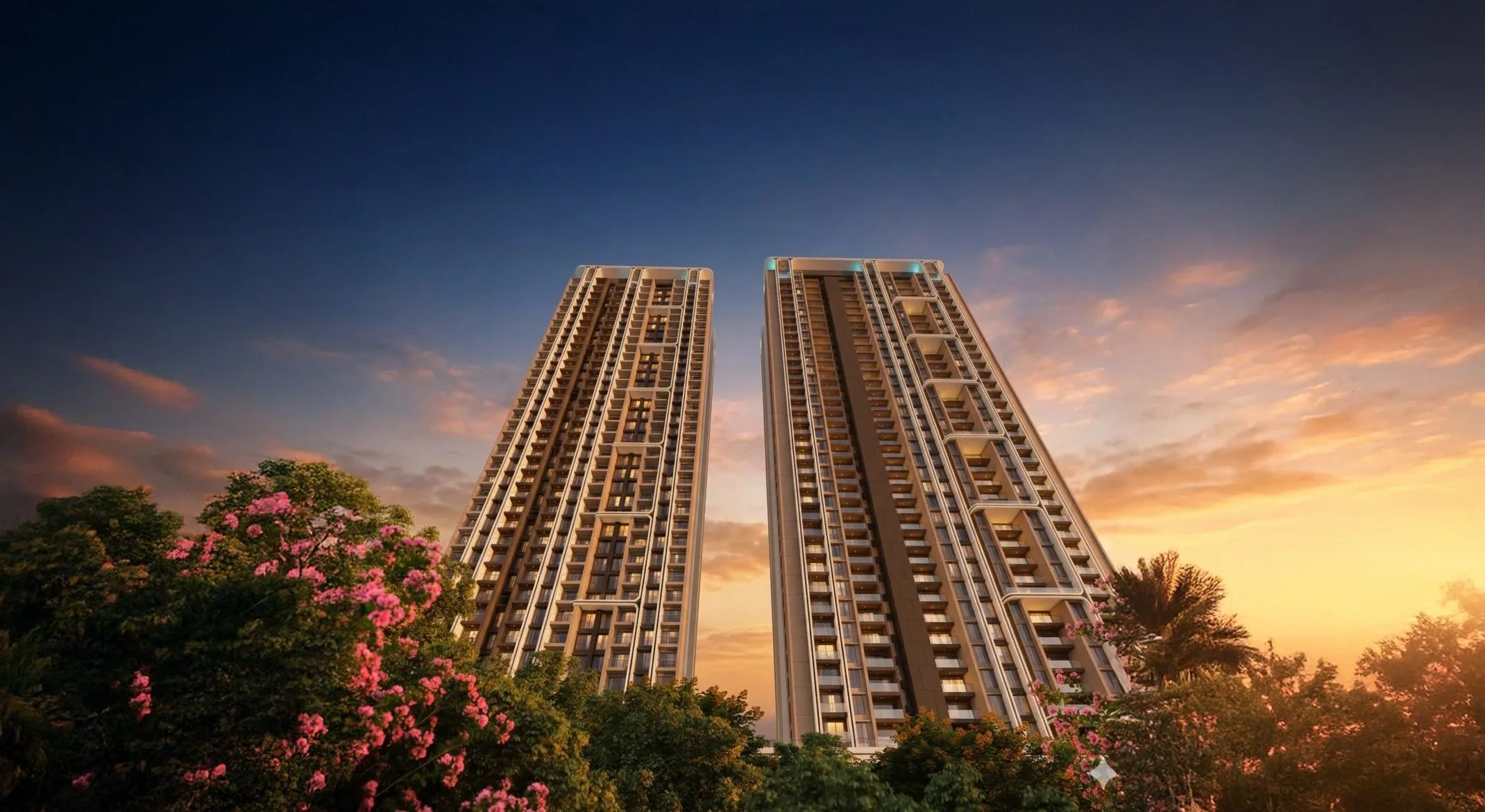Highness Twin Towers Sunset Render